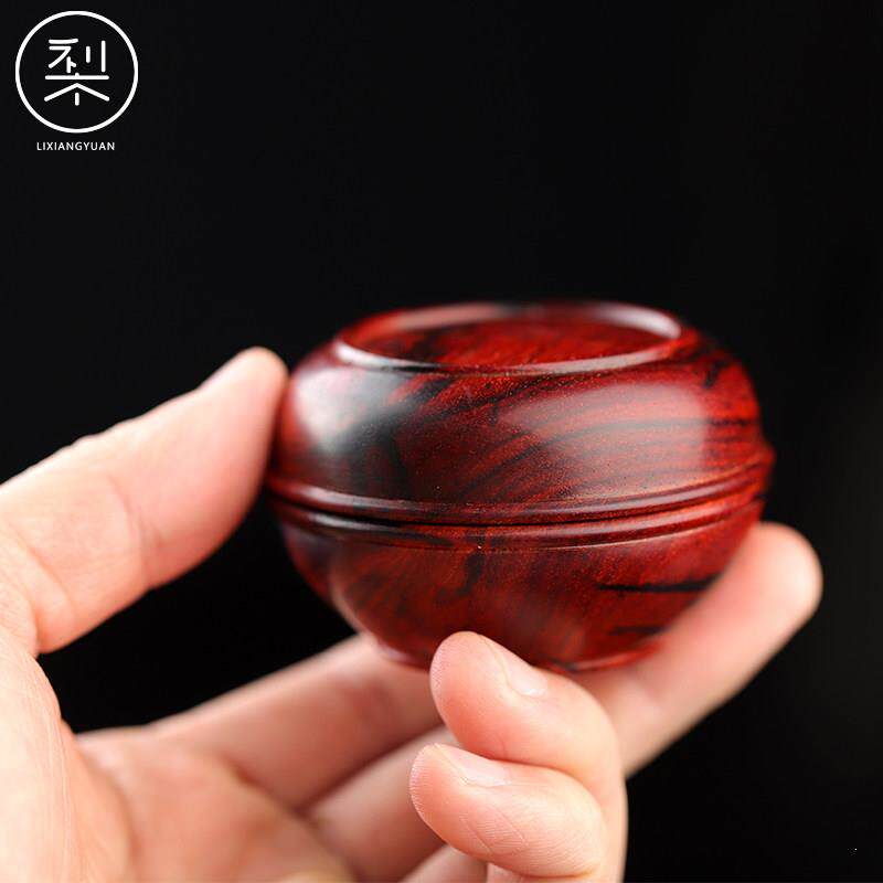 梨香院 圆形小盒子 印度小叶紫檀木复古中国风印泥盒戒指盒把玩件
