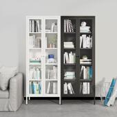 铁铁艺夹缝书示门柜玻16541ds璃门书橱单双展柜收纳柜皮置物柜可