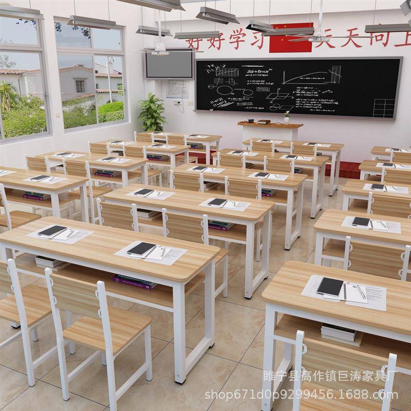 课桌椅培训桌长条桌单双人教室书法桌小学生补习班辅导培训班书桌图片