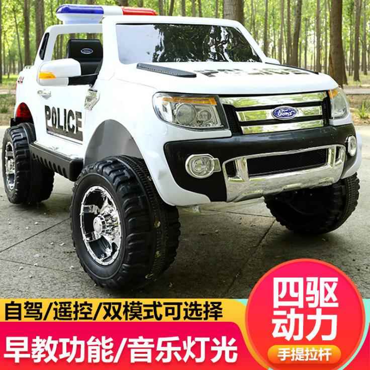儿童电动汽车四轮警车男女宝宝小孩带遥控汽车婴幼儿越野车可坐人