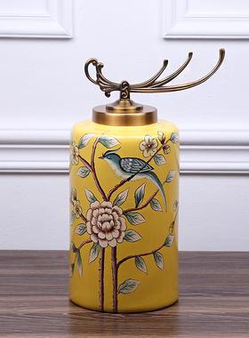 高档欧陶式样瓷储物居罐客厅玄关柜电视摆设美式家装饰品板房间摆