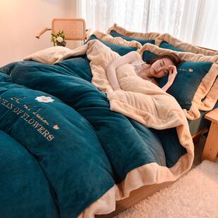 正品珊瑚四套冬季法兰绒件加厚天牛奶绒双面绒床单羊羔绒冬简约床