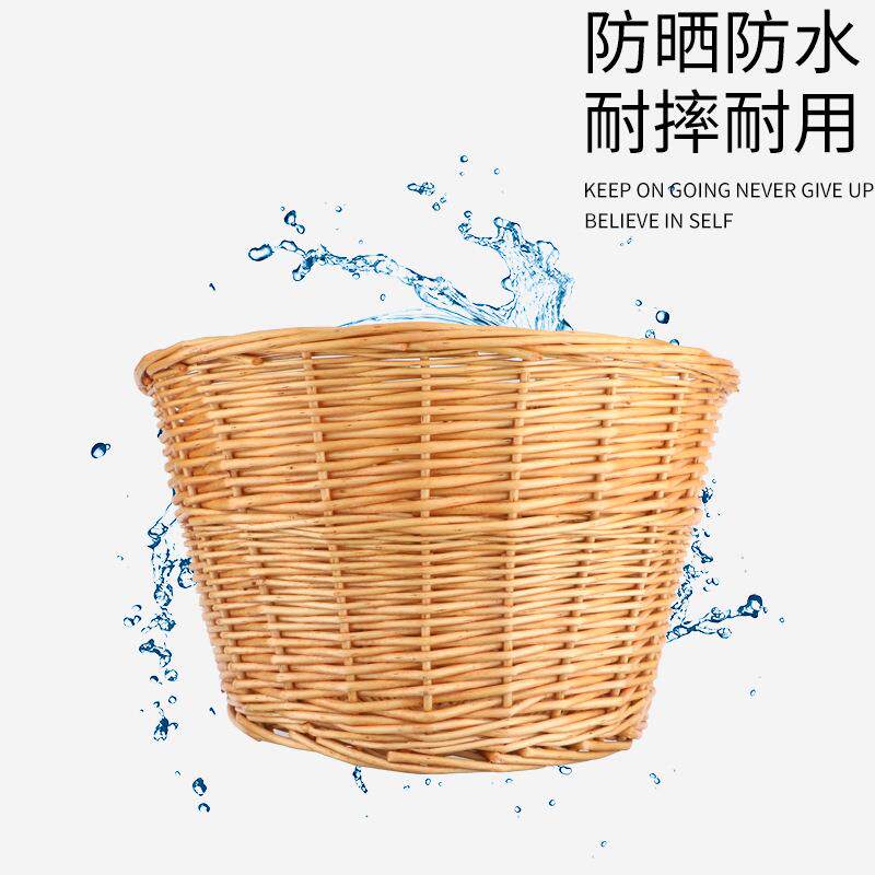 新款直销自行车车筐车蓝子山地车藤编篮宠物篮子藤篮骑行配件装备