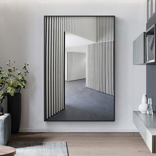 北欧玄关装 挂画壁画抽象建筑落地画 饰画现代简约轻奢走廊尽头竖版
