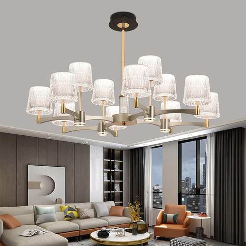 客厅吊灯新款铝材高端大气餐厅灯卧室灯简约现代轻奢大厅主灯12头