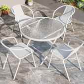 户外桌椅庭院白色室外休闲露天防水防晒阳台折叠一桌四椅喝茶茶几