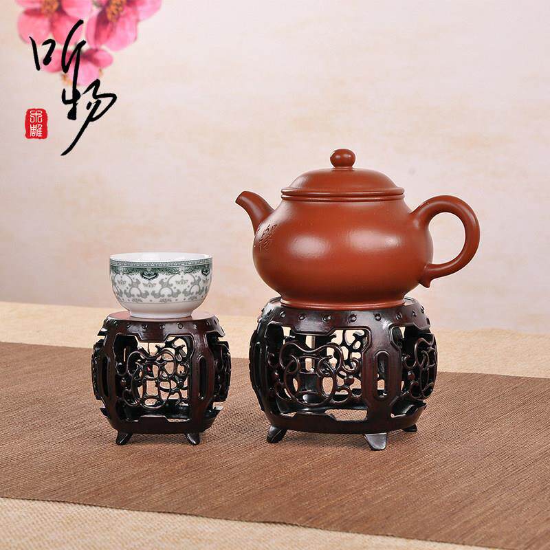 红木酸枝紫砂壶茶壶摆件底座奇石头香炉玉石花瓶花盆底座实木托
