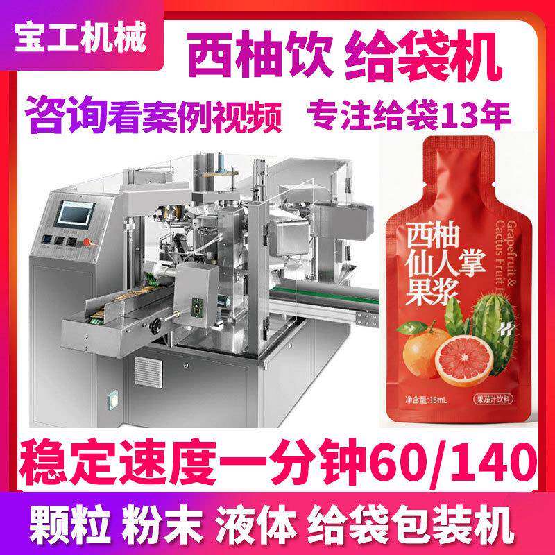 自动西柚果汁自立袋灌装机功能饮料原浆饮料水平给袋一出二包装机
