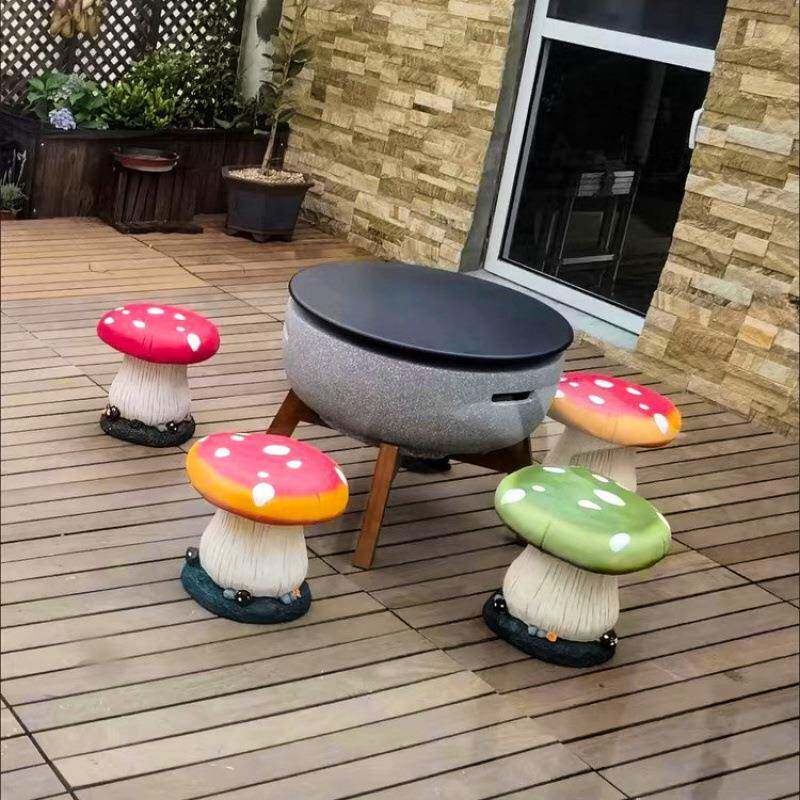 户外花园庭院树脂装饰摆件别墅工艺品园林家居仿真蘑菇凳子装饰品