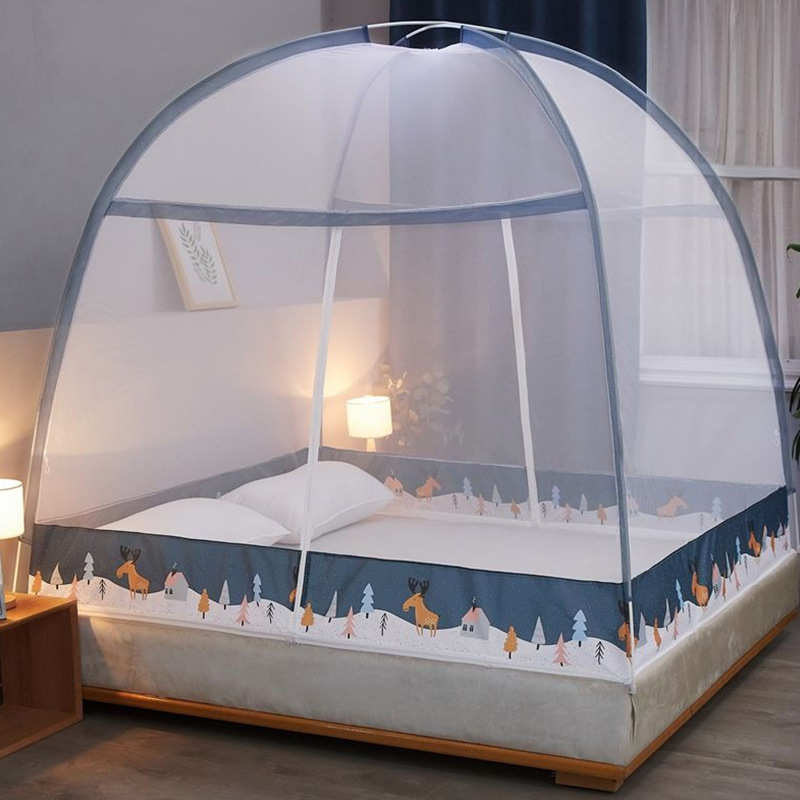 帐批发摔.1蚊帐蚊帐安装蒙古包8m折叠方米床免床纹防5帘顶1家用