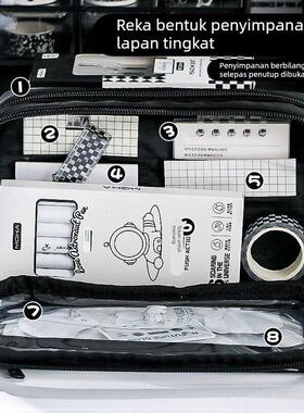 Black flip large capacity stationery box pencil case