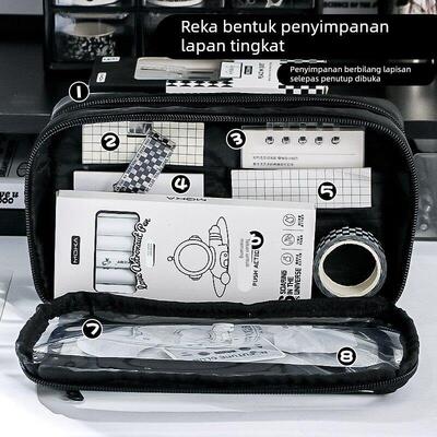 Black flip large capacity stationery box pencil case