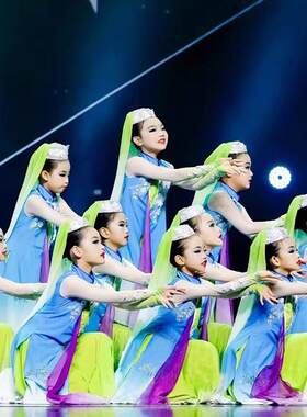 儿童古典舞少数民族花花儿舞蹈演出服回族维族表演服新疆舞台服装
