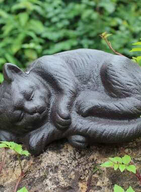 格嘉睿尔复古铸铁工艺品酒吧会所庭院家居装饰品桌面睡猫咪摆件