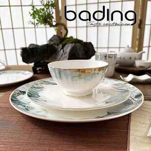 欧式轻奢流光溢彩骨质瓷吃饭喝汤盛面碗家用炒菜盘子摆台散装餐具