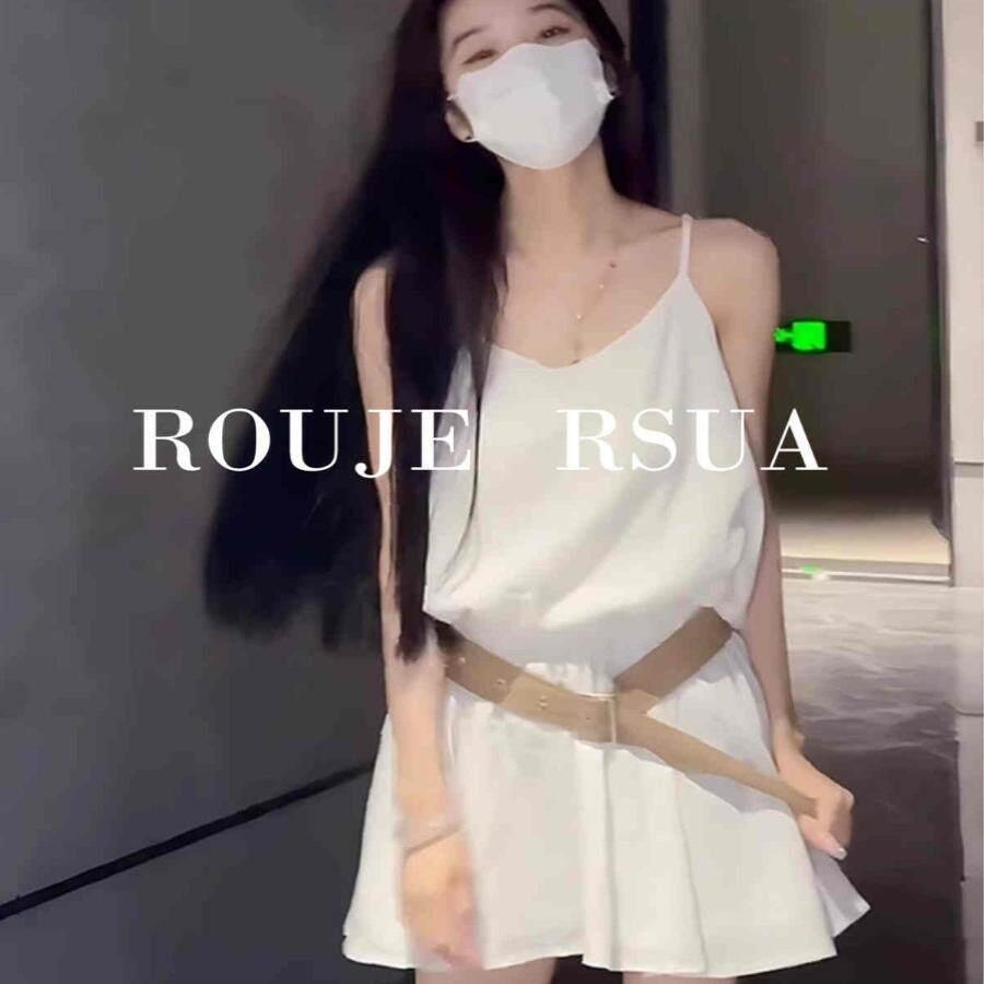 ROUJE RSUA 法式裙子新款性感显瘦遮肉小个子减龄吊带连衣短裙女