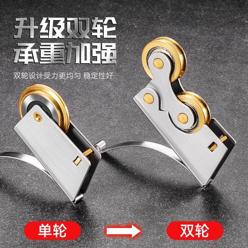 推衣柜门滑轮下轮拉可移动厨房子轮地轨道玻卫璃门生间滚轮导轨道