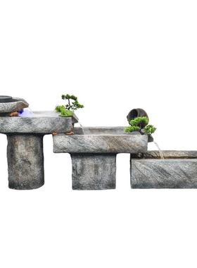 假山流水喷泉石墨阳台庭院装饰造景落地鱼池摆件循环水景观室内外