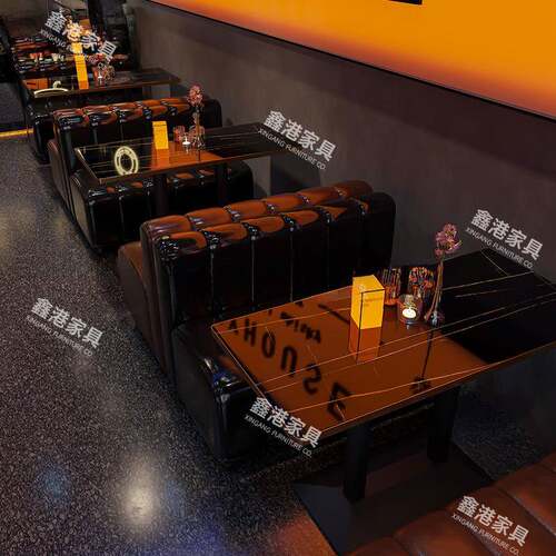 清酒吧卡座沙发咖啡厅奶茶烧烤店工业风商用小酒馆酒吧桌椅组合