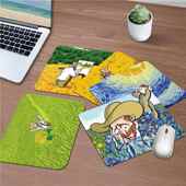 鼠标垫小号边胶文字梵油画笔记本电锁脑橡加厚办公现货高锁边可爱