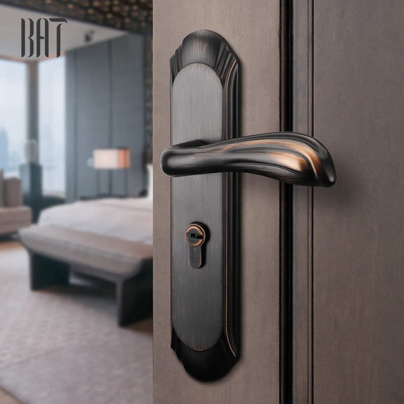 百卧室室内厂家门锁青安泰静音仿古黑色古铜欧式美式批发防盗木门