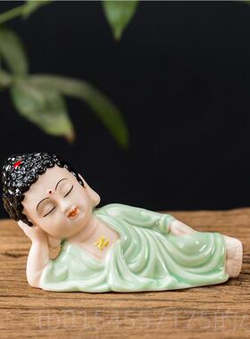 正品弥勒佛禅像如来卧佛释迦牟尼佛堂摆件意新中式造景陶意瓷工创