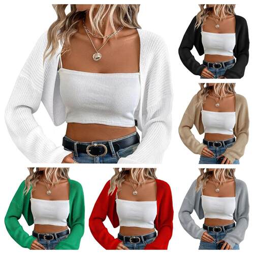 Knitted sweater women's cardigan shawl long sleeved