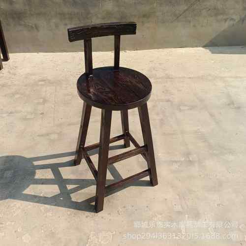 实木餐椅高脚凳餐厅靠背椅木质椅子简约咖啡厅椅美式老榆木高椅