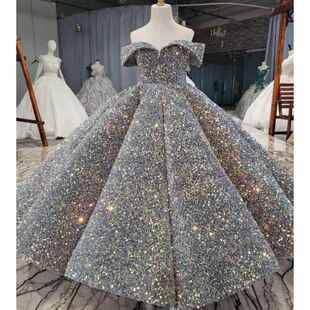 高档儿童高端走主秀公裙亮片生主持日洋人晚礼服女童霸气钢琴演出