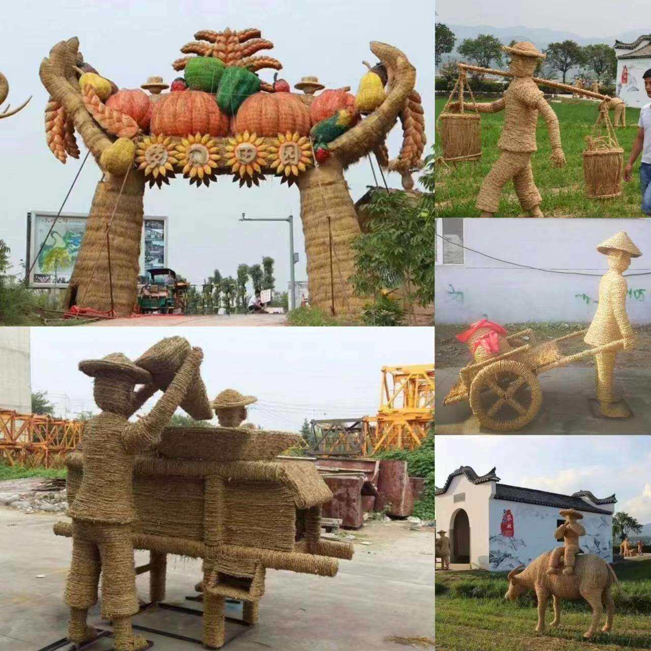 假人丰收农场动物造型摆件田园景区草屋谷仓拍摄道具稻草人工艺品
