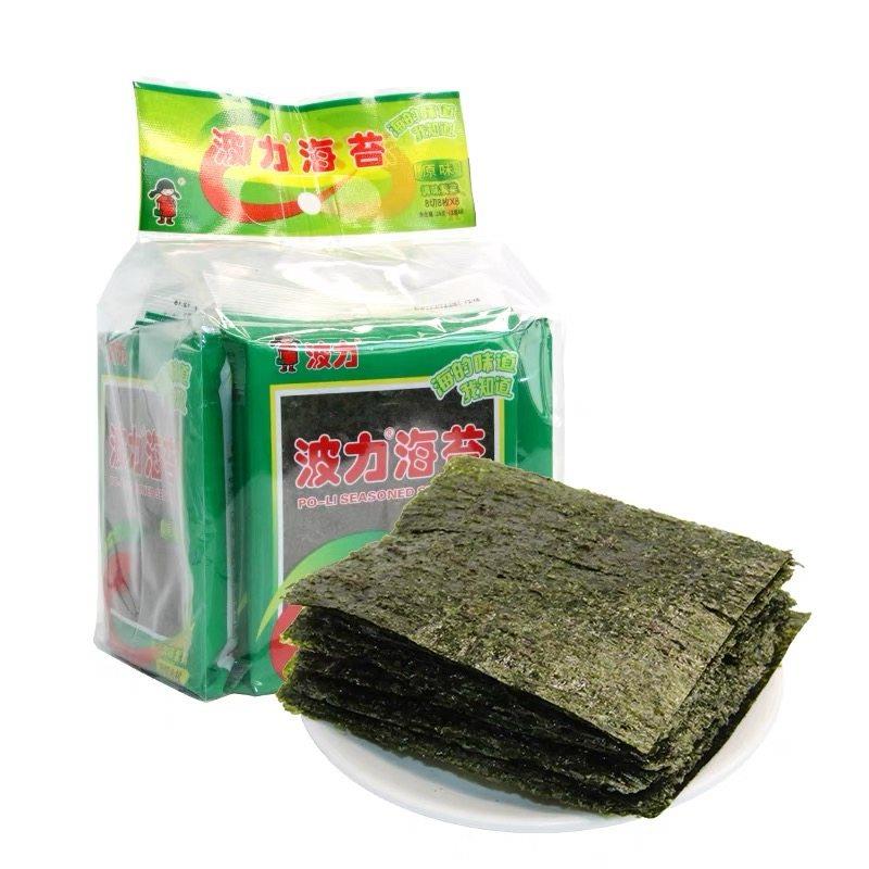 波力海苔原味调味紫菜8切8枚8包24g袋装即食海味小零食寿司紫菜片