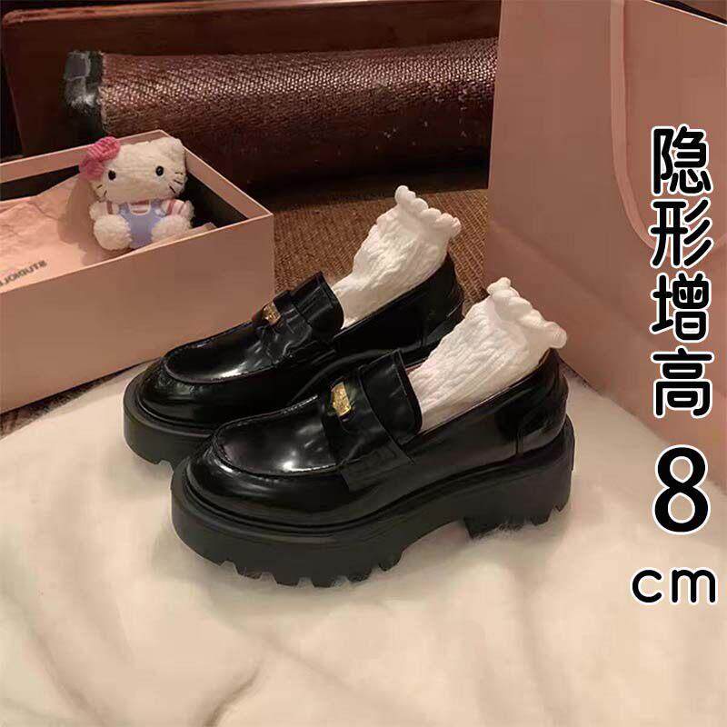 香港真皮内增高乐福鞋女2026春秋季新款金币厚底单鞋英伦风小皮鞋