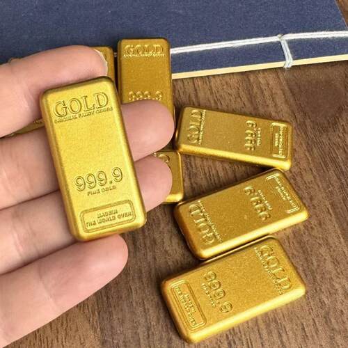 孟加拉赤金块金条沙金实心鎏金砂金金条摆件真金砖创意礼品镀金收