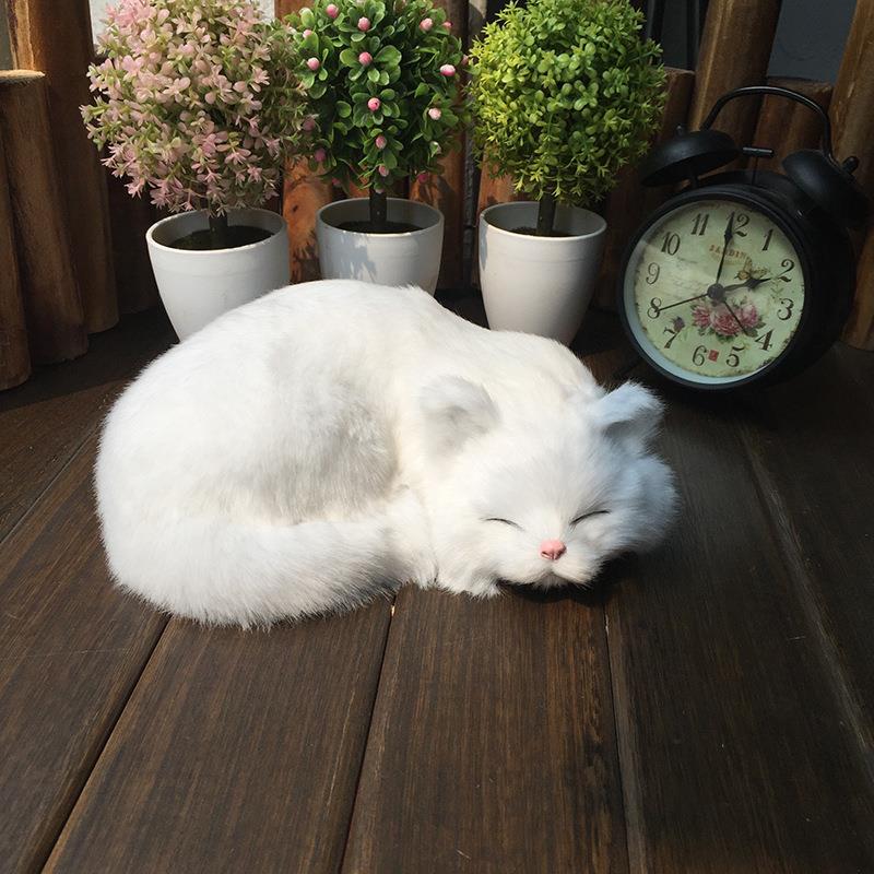 仿毛小号睡猫动物模型摆件桌面摆件家居装饰品跨境货源仿真猫