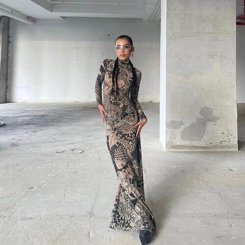 Women's mesh high waisted dress 女装网纱高腰连衣裙