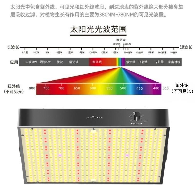 跨境热品量子板1000W大功率LED植物生长灯大棚种植全光谱植物灯