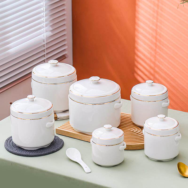 燕窝炖盅隔水炖盅陶瓷盅蒸蛋盅双盖双耳汤盅汤炖罐耐高温家用汤锅