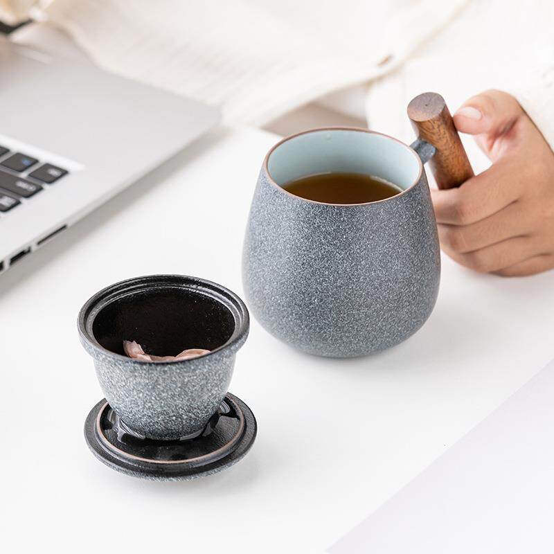 新款直销陶瓷茶杯办公室茶水分离杯马克杯内胆过滤商务礼品带盖创