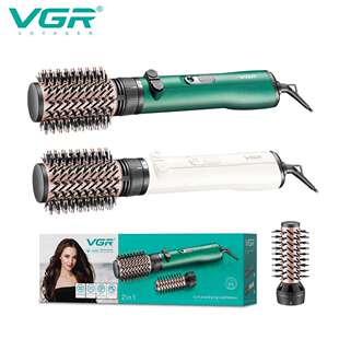 VGR498跨境多功能二合一卷直发梳大功率双速调节大波浪卷发热风梳