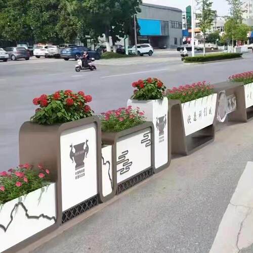 不锈钢花槽室外庭院种植铁艺户外花箱组合商场围栏隔断广场花坛