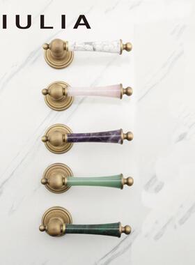 GI理U复LI室A紫粉绿水晶白绿大石法式静音磁吸见描述卧门锁古黄双