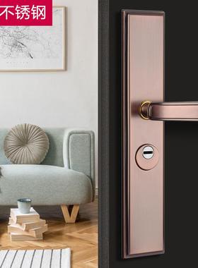 可调红铜多功能防H00717红撬防盗拉门手古锁大门把手不锈钢加面厚