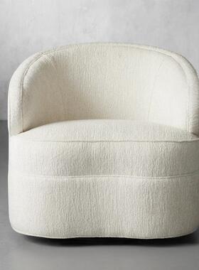 北欧轻奢客厅可旋转沙发椅简约设计师奶油风休闲椅白色网红洽谈椅