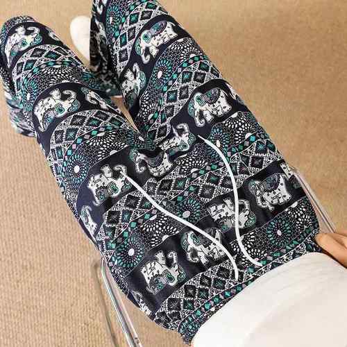 pants beach flower elephant wide-leg breathable silk ice
