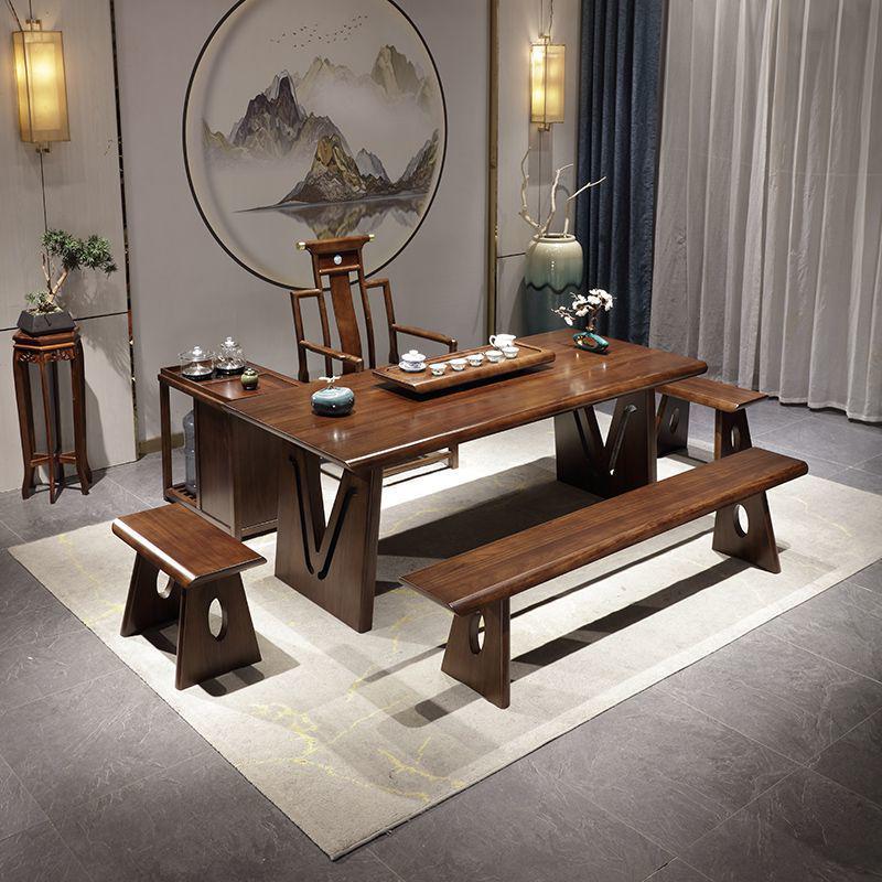 新实木中式泡茶干湿现代办公乌椅金木茶桌大板组合一体简约台家用