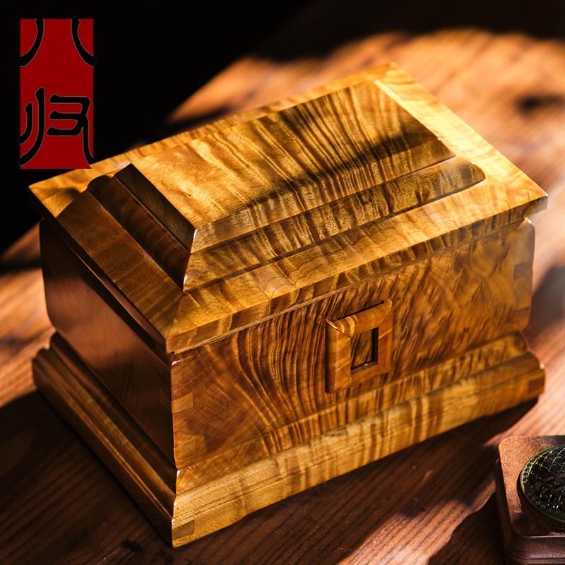 八归金丝楠木骨灰盒四川小叶桢楠实木寿盒高端土漆榫卯防腐耐潮