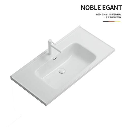 台盆陶瓷一体洗手盆浴室柜化妆室中边盆嵌入式洗脸盆单水槽洗漱柜