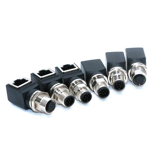 M12转RJ45母头转接延长头4P D型直出RJ45母千兆以太网插头
