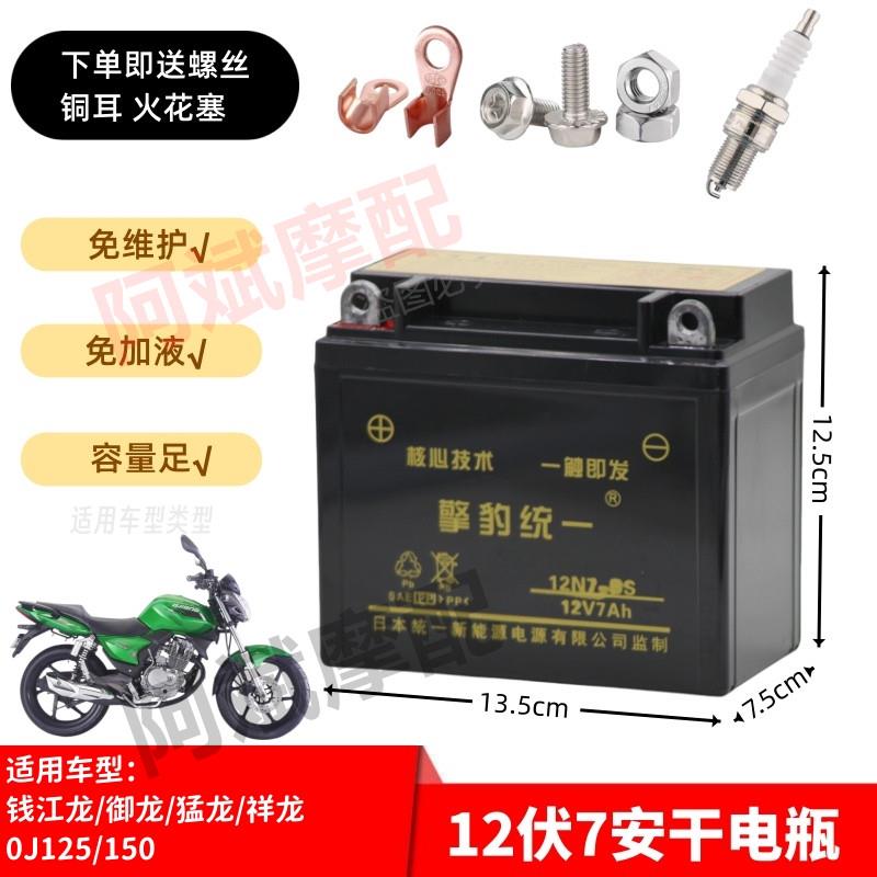 钱江125/150金刚畅跑禧王卧龙摩托车擎豹统一电池12V7A免维护电瓶