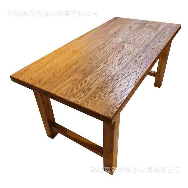 老榆木家用大型餐桌椅家具风化实木板长方形茶台待客茶桌吃饭桌子